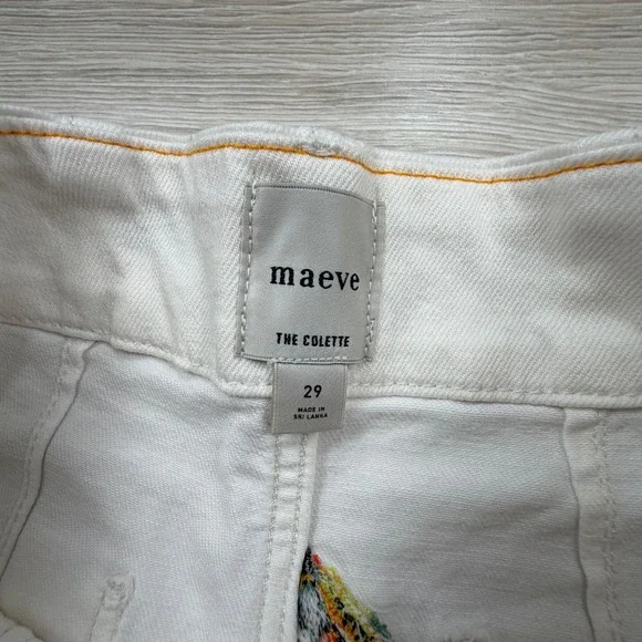 Maeve Anthropologie The Colette Wide Leg Pants White Fishing Fly Embroidered 29 - Picture 2 of 10